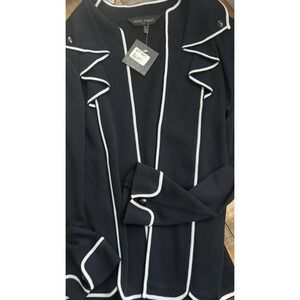 NWT Ming Wang Black Knit Jacket Open Cardigan Blazer White NWT 290$ S Very Rare